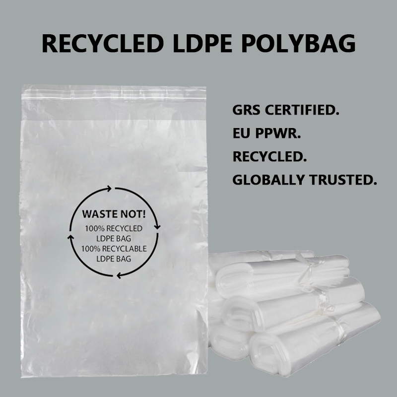 Pungi de ambalare din LDPE reciclate certificate GRS pentru ambalaje durabile de îmbrăcăminte