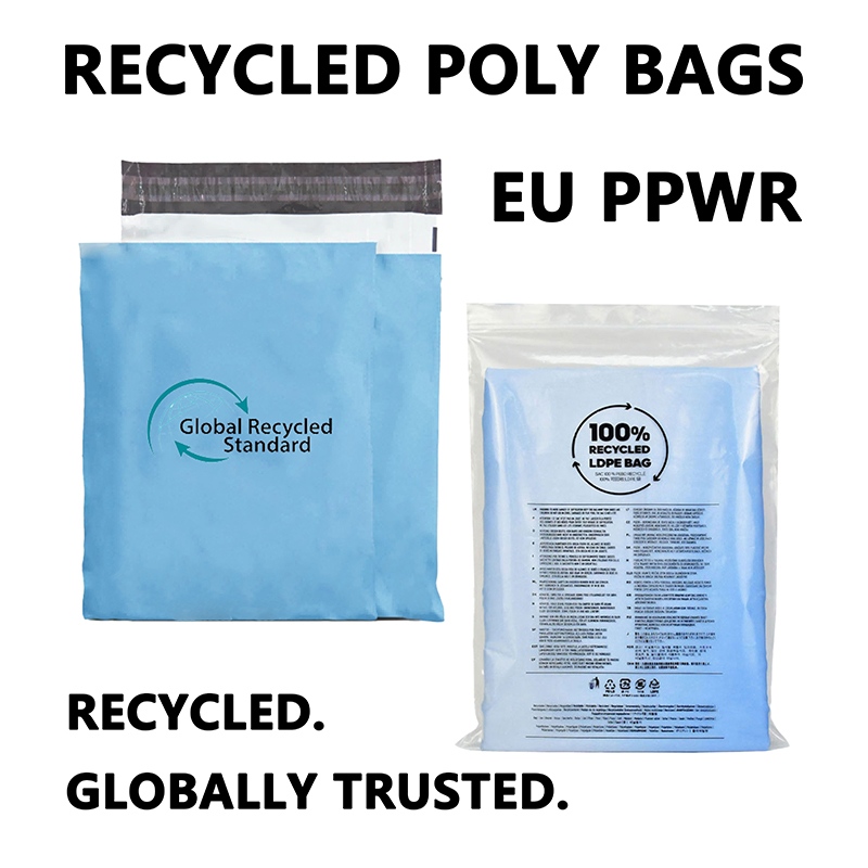 GRS recycled LDPE packaging bags with EU PPWR sustainable packaging solution